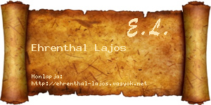 Ehrenthal Lajos névjegykártya